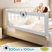 Bed Rail Bedrail Baby Safety Guard Queen Size Kids Child Toddler Cot Security Fence Barrier Adjustable Folding Fall Protection 200x100cm Koala