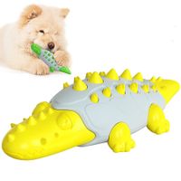 rocodile Shape Dog Toy Leaking Food Ball Molar Tooth Cleaning Stick Dog Toothbrush Dog Toy   (Yellow)