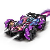 Drift RC Car with LED Lights and Music 2.4G Glove Gesture Radio Remote Control Spray Stunt Car 4WD Electric Toys for Kids (Purple)
