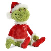 16 Inch Grinch Santa Stuffed Animal, Green, Red