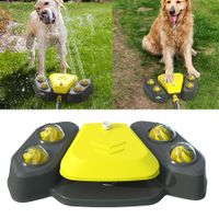 Dog Sprinkler Toy, Outdoor Dog Drinking Water Fountain Step on Pet Watering Dispenser Dog Bath Interactive-Yellow