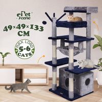 133cm Cat Tower Tree House Scratching Post Bed Sisal Scratcher Stand Cave Condo Furniture Climbing Play Gym Hammock Platforms