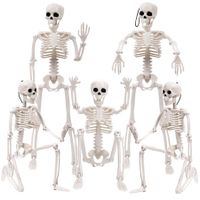 5pcs Halloween Skeleton Decoration,16" Full Body Posable Halloween Hanging Skeleton Decoration with Movable Joints for Halloween Graveyard Haunted House Decoration Indoor Outdoor