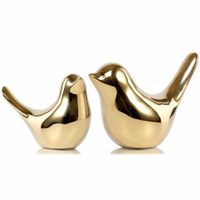 Small Birds Statues Gold Home Decor Modern Style Figurine Decorative Ornaments for Living Room,Bedroom,Office Desktop,Cabinets (Gold,2pack)