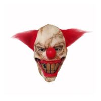 Halloween Latex Clown Mask with Hair for Adults, Halloween Costume Party Props (Red Hair)