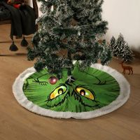 Merry Christmas Grinch Tree Skirt Collar Green Soft Farmhouse Xmas Decoration