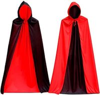 150CM Halloween Vampire Cloak Reversible Hooded Vampire Cape for Halloween KIDS Cosplay, Black and Red