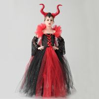 GIRLS Creations Royal Vampire Costume for Girls Deluxe Set Halloween Gothic Victorian Vampiress Queen Dress Up Party FOR Height 105-120cm