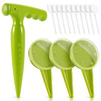 14pcs Seed Dispenser Planter Tool Set,Adjustable Garden Seeder Sower with 5 Dial Settings,Plant Dibber with Measurements,T-Type Plastic Plant Labels Tags Markers,Durable,Handheld