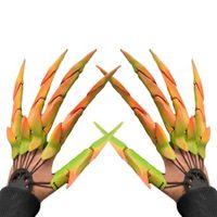 Articulated Finger Extensions Halloween GlovesSkeleton Bone Claw Scary Hand Reaper Gloves Adult Decorations (1 Pair)