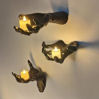 Halloween Decorations Indoor/Outdoor, Wall Mounted Life-Sized Creepy Reaching Hands, Pack of 3 Horror Hands for Wall Decorations (Candles Not Included) B