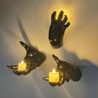 Halloween Decorations Indoor/Outdoor, Pack of 3 Wall Mounted Creepy Reaching Hands, Life-Sized Horror Hands for Wall Decorations (Candles Not Included) A