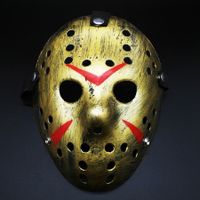Jason Mask, Friday the 13th Halloween Cosplay Mask Masquerade Horror Mask Christmas with Adjustable Straps Dark Gold