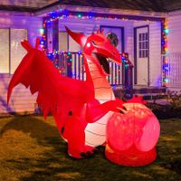 1.8m Halloween Inflatables Outdoor dino Fire dinosaur  Blow Up Yard Decoration with LED Lights Built-in for Holiday Party Yard Garden