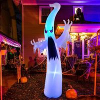 1.8m Halloween Inflatable Outdoor Colorful Dimming Ghost, Blow Up Yard Decoration with LED Lights Built-in for Holiday/Party/Yard/Garden