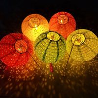 12 Pieces  8Inch  Paper Lanterns Multicolor Hanging Hollow Lanterns  8 Inch Asia Lantern Lamps for Home Outdoor  Decorations (Round with LED-Colorful)