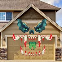 Halloween Monsters Face Outdoor Decoration with Eyes Fangs Nostril Garage Door Archway Entryway Car Decorations,Home Decor
