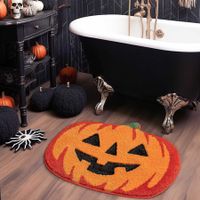 Halloween Bathroom Decor Fall Pumpkin Bathroom Rugs Non Slip Funny Cute Bath Mats for Bathroom Shower