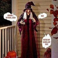 Life Size Hanging Talking Witch, Animated Halloween Witch with Sound Activation and Red Eyes for Outdoor & Indoor Decor
