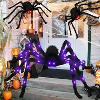 Halloween Spider Decorations, 1.2M Large Scary Spider, Realistic Light up Hairy Spider Props for Outdoor Indoor Party Decorations