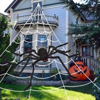 5M Halloween Spider Web and 1.5M Giant Spider Decorations Fake Spider for Indoor Outdoor Halloween Decorations Yard