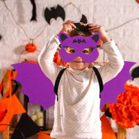 Halloween Bat Costume Set Bat Mask Wing Props Cosplay Party Drees Up Accessories (Purple)Age6-15