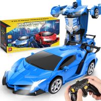 Transform Remote Control Car - RC Cars,One-Button Transforming,360 Degree Rotation Drifting,2.4Ghz 1:18 Scale,Gift Kids Aged 3+ Boys/Girls (Blue)