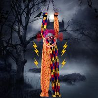 5.6 Ft Halloween Hanging Animated Talking & Shaking Scary Clown with Chain,Light Up Red Eyes,Sound & Touch Activated for Halloween Decor Prop Indoor/Outdoor,Haunted House,Yard Decorations