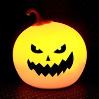 Halloween Decor Silicone Night Light, Pumpkin Lantern Halloween USB Colorful Charging Light Holiday Night Light