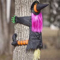 Crashing Witch into Tree Halloween Decorations Outdoor for Fall Yard Tree Door Porch 110x85 cm