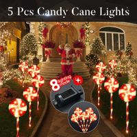 5 PCS Candy Cane Christmas Lights Lollipop Pole 100 LED Rope Bulbs Outdoor Decor Xmas Holiday Garden Pathway Marker 8 Flash Modes