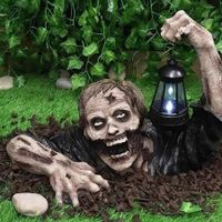 Zombie Holding Lantern for Halloween, Horror Decoration, Scary LED Lights, Outdoor Figurine Light