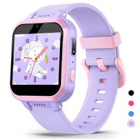 Kids Smart Watch with Puzzle Games HD Touch Screen Camera Video Music Player Pedometer Alarm Clock Flashlight Fashion Kids Smartwatch Gift for Age3+ Year Old Boys Girls Toys (Purple)