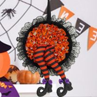 Halloween Witch Legs for Wreath,Witch Halloween Wreath with Legs, Door Wreath Ornament