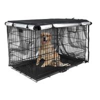 Dog Crate Cover 36 inch, Double Door, Dog Kennel Indoor, Waterproof Dog Kennel Cover with Air Vent Window (Black)