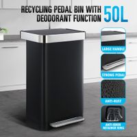 50L Pedal Rubbish Bin Compost Kitchen Recycling Waste Trash Garbage Can Food Outdoor Indoor Garden Home Dustin Container