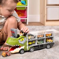 7 in 1 Dinosaur Truck for Kids, with 6 Pull Back Dinosaur Car Vehicles Age 3-8 Years Old