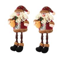 2 Pieces Christmas Sitting Santa Claus Christmas Ornament Long Legs Table Fireplace Decor Home Decoration Christmas Figurines Plush