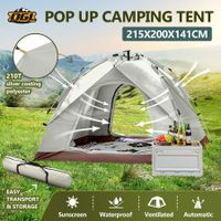 3 Person Tent Beach Shelters Camping Auto Pop Up Dome Family Shade Sun Rain Water Proof Hiking Fishing Picnic Outdoor Portable 215x200x141cm