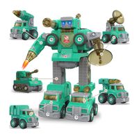 Take Apart Car Toys DIY 5 in 1 Peace Defender Military,Vehicles Transform into Robot,STEM Toys Gift for 5 6 7 8 Old Boy
