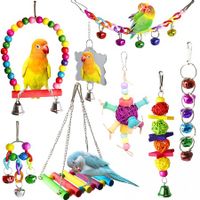 8 Pcs Parakeet Cockatiel Bird Toys Hanging Bell Pet Bird Cage Hammock Swing Chewing Toy for Budgerigar Conures Mynah