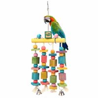 Bird Parrot Parakeet Toys, Colorful Bite Wood Swing Toy for Small Medium Parakeet Cockatiel Budgie Cockatoo Macaw Conure Parrot