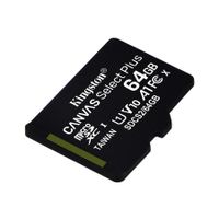 Kingston 64GB microSDHC Canvas Select Plus 100MB/s Read A1 Class 10 UHS-I Memory Card