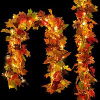 175 CM Fall Maple Leaves Garland for Harvest Fall Decor, Halloween Thanksgiving Fall Decorations for Home Indoor Outdoor