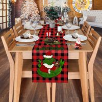 Grinch Buffalo Plaid Christmas Table Runner,Merry Christmas Winter Holiday Theme Table Decoration,Suitable for Indoor Home Party Decor 33*230cm
