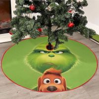 The Grinch Christmas Tree Skirt for Xmas Holiday Party Decorations,36inch Grinch Decorations Gifts Funny Home Decor