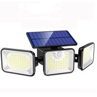 Solar Motion Sensor Light 180 LED Waterproof Luces with 3 Adjutable Head Wide Angle for Outside Garage Yard Patio