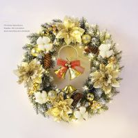 Handcrafted Pine Needle Christmas Wreath 40 CM with Pinecones and Gold Accents - Perfect Holiday Decor for Front Door Fireplace