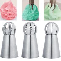 3pc Sphere Ball Russian Icing Piping Nozzles Tips Cake Decor Pastry Cupcake Set for Home,Cake Shop and Commercial