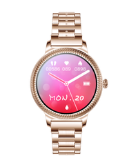 Ladies' Women Smartwatch with Heart Rate and Blood Oxygen Monitoring, Message Notifications Valentine's Christmas Gift for Wife Girlfriend Solid Gold-Tone Steel Band.